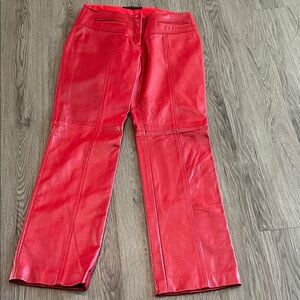 Bold Red  Vegan Leather Pants
